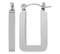 Akzent Pendientes de aro de acero inoxidable resistentes al agua para mujer en plata, 100% impermeables y hipoalergénicos