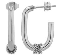 Akzent Pendientes de aro de acero inoxidable resistentes al agua para mujer en plata, 100% impermeables y hipoalergénicos