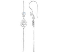 AKZENT Pendientes de aro de plata 925 resistentes al agua con colgante para mujer en plata, rodiada, 100% impermeables y hipoalergénicos