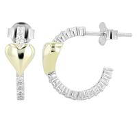 AKZENT Pendientes de aro de plata 925 resistentes al agua para mujer en bicolor, rodiados, 100% impermeables y hipoalergénicos