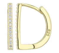 AKZENT Pendientes de aro de plata 925 resistentes al agua para mujer en oro, rodiados, 100% impermeables y hipoalergénicos