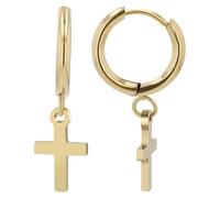 Akzent Pendientes de aro Duncan con colgante de cruz, acero inoxidable, Acero inoxidable