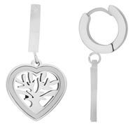 Akzent Pendientes de aro "Ellison", acero inoxidable, colgante de corazón con árbol de la vida, Acero inoxidable