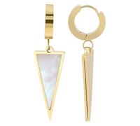 Akzent Pendientes de aro "Faris" con colgante triangular, acero inoxidable y nácar, Acero inoxidable
