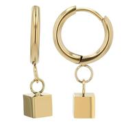 Akzent Pendientes de aro "Priya" con colgante cuadrado de acero inoxidable, 1,5, Acero inoxidable