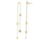 Akzent Pendientes de estrella "Faye" con colgante, acero inoxidable y Simili, Acero inoxidable