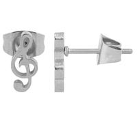 Akzent Pendientes Philo de acero inoxidable, diseño de clave de sol, Acero inoxidable