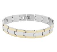 Akzent Pulsera de acero inoxidable unisex en bicolor, longitud 21,5 cm, cierre de mosquetón, 100% impermeable y compatible con la piel, pulsera unisex