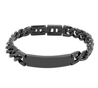Akzent Pulsera de acero inoxidable unisex en negro, longitud 21 cm, cierre de clip, 100% impermeable y compatible con la piel, pulsera unisex