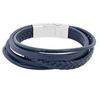 Akzent Pulsera de piel para hombre en color azul | Longitud 21 cm | Cierre magnético de acero inoxidable | 100% impermeable y respetuoso con la piel | Pulsera unisex