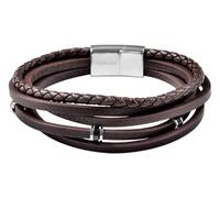 Akzent Pulsera de piel para hombre en color marrón oscuro, longitud 21 cm, cierre magnético de acero inoxidable, 100% impermeable y respetuoso con la piel, pulsera unisex