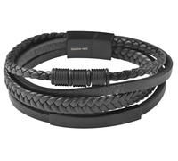 Akzent Pulsera de piel para hombre en color negro | Longitud 23 cm | Cierre magnético de acero inoxidable | 100% impermeable y respetuoso con la piel | Pulsera unisex