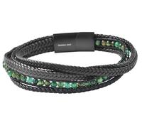 Akzent Pulsera de piel sintética para hombre en color negro, longitud 21 cm, cierre magnético de acero inoxidable, 100% impermeable y respetuoso con la piel, pulsera unisex