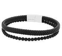 Akzent Pulsera de piel unisex en negro | Longitud 21,5 cm | Cierre magnético de acero inoxidable | 100% resistente al agua y respetuoso con la piel | Pulsera unisex