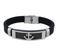 Akzent Pulsera de silicona unisex en negro | Longitud 19 cm | Cierre de gancho | 100% impermeable y agradable para la piel | Pulsera unisex