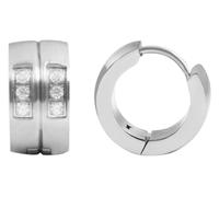 Akzent Simili - Pendientes de aro de acero inoxidable, color plateado mate, Acero inoxidable