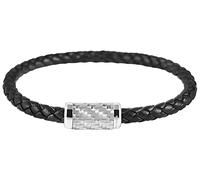 Akzent Themba 5040256 - Pulsera unisex de piel auténtica de acero inoxidable con cierre magnético, 19 centimeters, Acero inoxidable