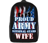 Al Aire Libre Bolsa para Portátil Orgullosa Esposa De Un Miembro De La Guardia Nacional del Ejército Bolsa De Viaje Poliéster Bolso Mochila para Mujeres, Hombres, Adolescente, 42X32X14Cm