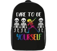 Al Aire Libre Mochila De Viaje Atrévete A Ser Tú Mismo Dabbing Skeleton Rainbow Pride Bolso Mochila con Compartimento Mochila para Escuela para Gimnasio, Adolescente, Escolar, 42X32X14Cm