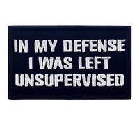 Al defenderme no estaba bajo supervisión Broche Bordado de Gancho y Parche de Gancho y bucle de cierre, Blanco y negro
