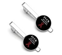 ¡Al diablo con el mieloma múltiple! Clips de corbata plateados para hombre, ideales para concienciar sobre el cáncer. Juego de 2 clips redondos para corbata. Perfectos para aniversarios de boda, gradu