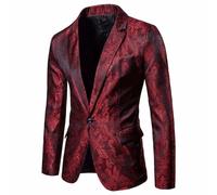 Al Estilo de la Corte Masculina Dark Grain Design Fashion Un Button con Demanda Slim (Red, XL)