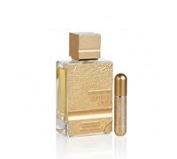 Al Haramain Amber Oud Gold 999.9 Dubai Edition 75ml EDP - Incluye atomizador de viaje - Extrait de Parfum para mujeres y hombres - Fragancia árabe de lujo con jazmín y ámbar - Elegante regalo de