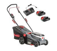 AL-KO Cortacésped de batería 34,6 Li Comfort, 34 cm de Ancho de Corte, Ajuste Central de Altura de Corte, para césped de hasta 400 m², Incluye 2 x 18 V (2,5 Ah) y Cargador Doble