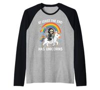 Al menos el final tiene unicornios Grim Reaper Funny Rainbow Camiseta Manga Raglan