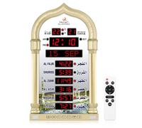 Al Salama Azan Reloj LED Musulmán Athan Reloj de pared de lectura para hogar, oficina, mezquita digital Azan Decoración del hogar (dorado)
