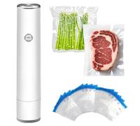 Al vacío de alimentos portátiles, diseño portátil y sellado manual, sellado rápido en 5s y apagado automático inteligente, ideal para camping, viaje y preparación de comidas en movimiento (30 unidades