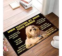Al visitar mi casa, recuerde el felpudo de la entrada interior. Excelente felpudo para decoración del hogar. Recuerde las reglas de la casa del perro Shih Tzu. Alfombras de área. Regalos de inaugur