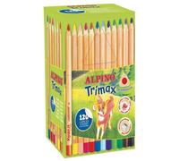 Alpino Trimax Economy Pack Lápices de Colores 120 Unidades | Lápices de Madera para Colorear Niños | Lápices Triangulares de Mina Resistente 5,4mm | Formato Escolar | Estuche Lápices de Madera