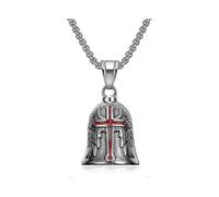 (AL6905-Silver)Fashion Gothic Skull Pattern Bell Punk Rock Motorcycle Pendant Necklaces for Men Personality Jewelry Gift