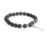 Ala de ángel / Ágata negra - Pulsera de piedras preciosas