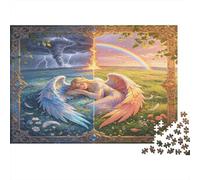 ala de Ángel Puzzle para Adultos Puzzle de 1000 Piezas Cartón Día y Noche Escena Natural Relajación Familia Decoración Hogar 38x26cm/1000pcs