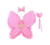 Ala de mariposa con diadema desmontable y varita de purpurina para niños, juego de disfraces u ocasiones especiales, tela suave para disfraz de cosplay