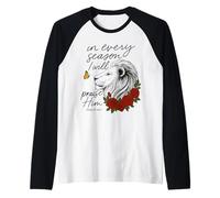 Alabado sea Él Cada Temporada Salmo 34:1 León Floral Camiseta Manga Raglan