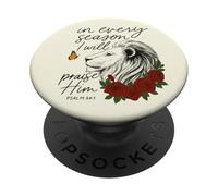 Alabado sea Él Cada Temporada Salmo 34:1 León Floral PopSockets PopGrip Adhesivo
