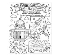 Alabama Adventure Coloring Book: Discover History, Capitals, Cities & Amazing Landmarks!: For Kids & Young Explorers - The Yellowhammer State (U.S. States Adventure Coloring Books)