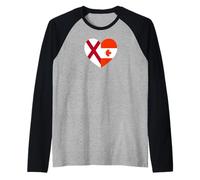 Alabama and Canada Flags: Heart Shaped Unity Camiseta Manga Raglan