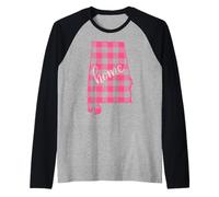 Alabama Home - Diseño de Forma de Estado a Cuadros Camiseta Manga Raglan