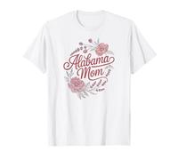 Alabama Mom Cursive Red Floral Design Cute Camiseta