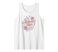 Alabama Mom Cursive Red Floral Design Cute Camiseta sin Mangas