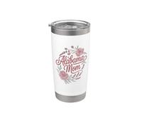 Alabama Mom Cursive Red Floral Design cute Vaso térmico de acero inoxidable de doble pared