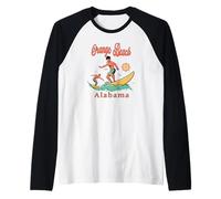 Alabama Orange Beach Surfer AL Surfing Beach Vacaciones Camiseta Manga Raglan