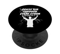 Alabarlo a través de Cada tormenta Escritura bíblica Cristiana PopSockets PopGrip Adhesivo