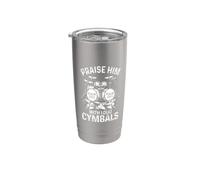 Alabarlo con platillos ruidosos Salmo 150-5 Vintage Drum Art Vaso térmico de acero inoxidable de doble pared