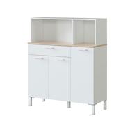 Alacena de cocina 3 puertas blanco artik (blanco mate) - roble canadian 108 x 126 x 40 cm 108 cm