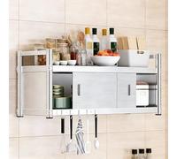 Alacenas de Cocina Organizador de Cocina Mural Acero Inoxidable 1/2 Niveles Puertas Correderas sin Panel Posterior Muebles de Cocina(60x35x50cm(24x14x20in))